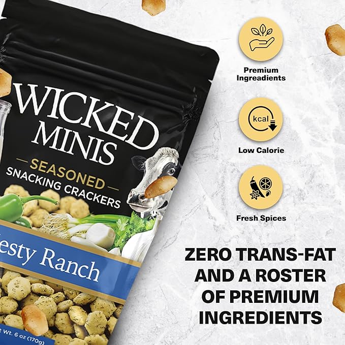 Wicked Minis Soup & Oyster Crackers - Saltine Soup Crackers Salted Flavored Mini Puffed Savory