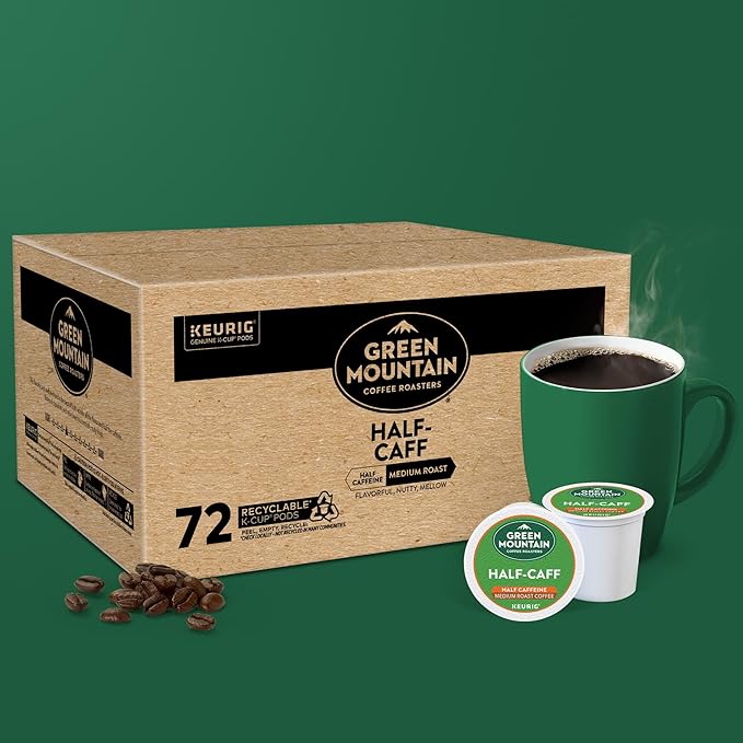 Green Mountain Coffee Roasters Half Caff Keurig Single-Serve K-Cup pods, Medium Roast Coffee, 72