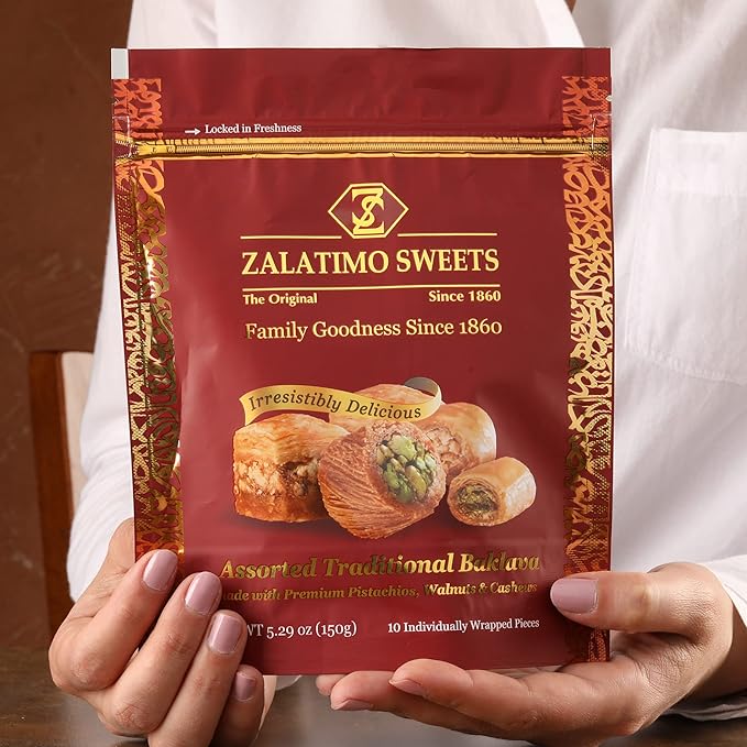 Zalatimo Sweets Since 1860, 100% All-Natural Assorted Baklava, Slightly Sweet, No Preservatives, No