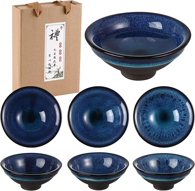 Skyley 6 Pieces Korean Soju Shot Glasses Sets Porcelain Cups Korean Ceramic Cups Tea Accessories