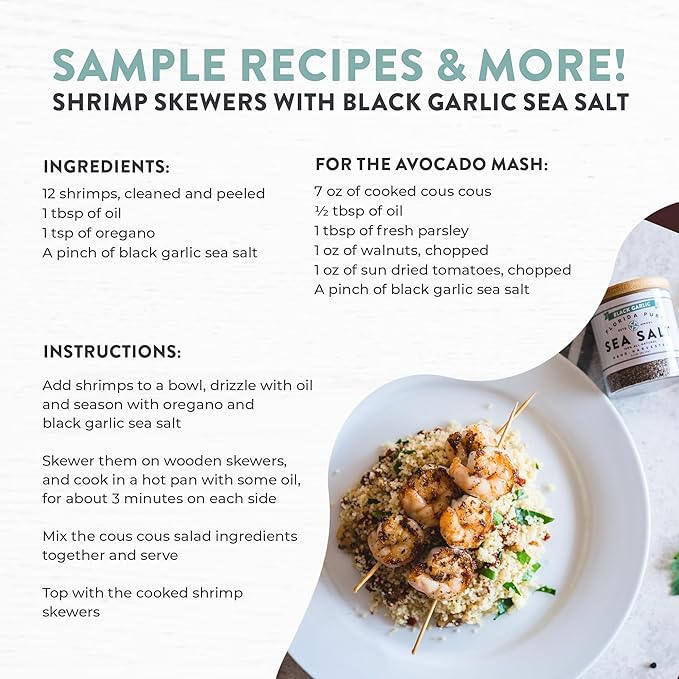 FLORIDA PURE Black Garlic Sea Salt - 80+ Mineral Sea Salt, Natural, Unrefined, Non Iodized - for