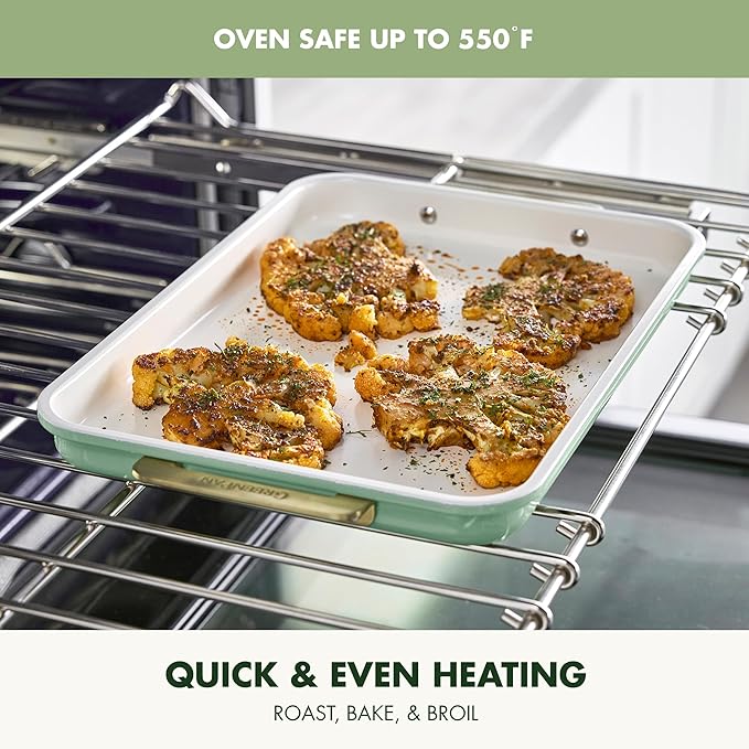 GreenPan Bakeware 13" x 9" Quarter Sheet Pan, Ceramic Nonstick Baking Pan, PFAS & BPA Free, Gold
