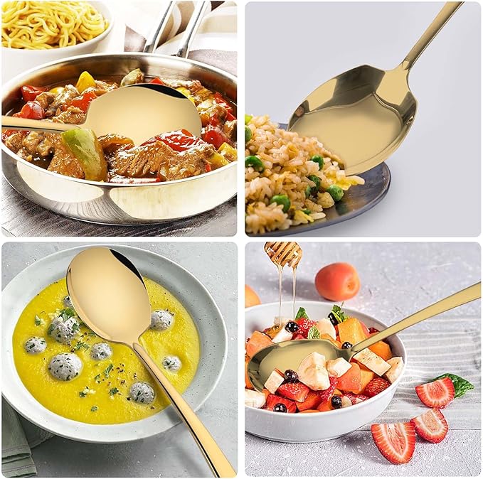 Large Serving Spoons Set Stainless Steel 12 Inch Slotted Spoon and Serving Spoon Serving Utensils