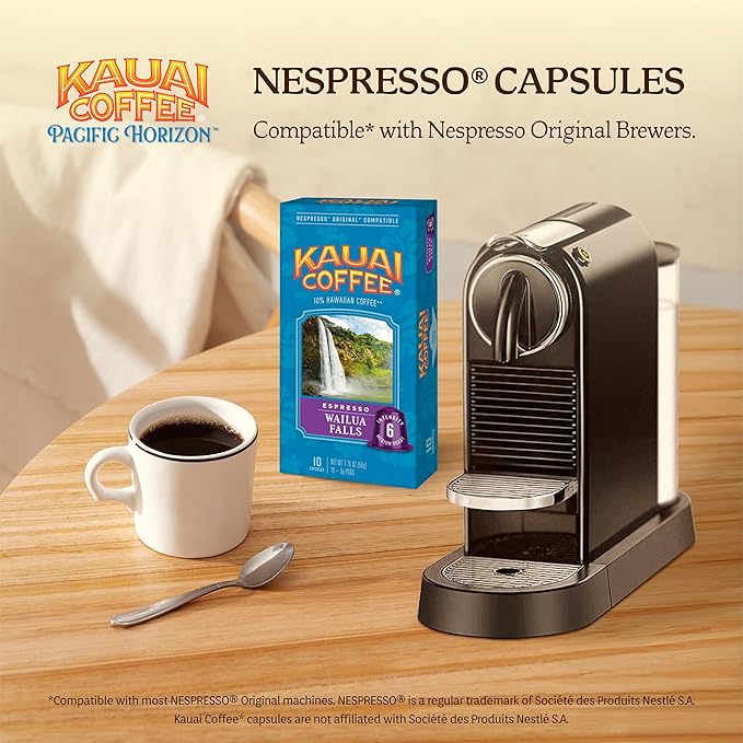 Kauai Coffee Espresso Pods Compatible with Nespresso Original Coffee Makers – Arabica Coffee, 10%