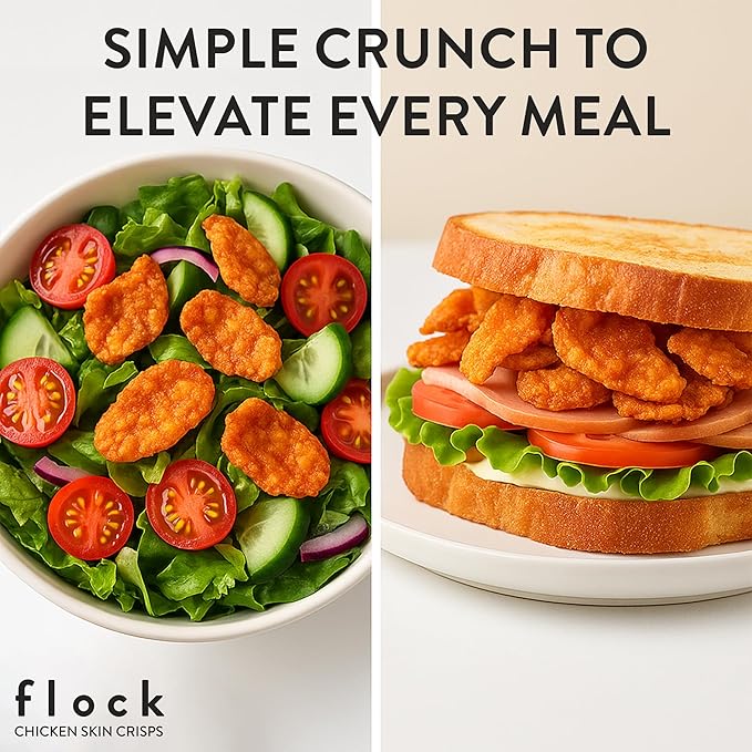 Flock Keto Chicken Skin Chips | 4 Flavors Variety Pack | Low Carb, High Protein, Sugar Free, Gluten