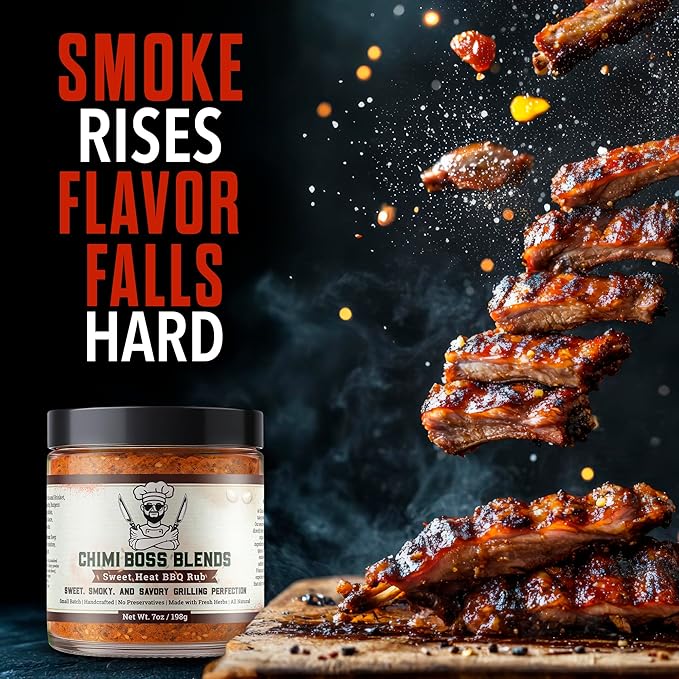 Sweet Heat BBQ Rub by Chimi Boss Blends, 7oz ??All-Natural BBQ Seasoning with a Bold Kick of Sweet