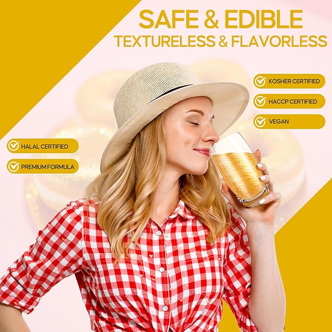 Edible Glitter Spray,Gold & Silver 2 Colors Food Grade Edible Glitter Set for Drink Cake