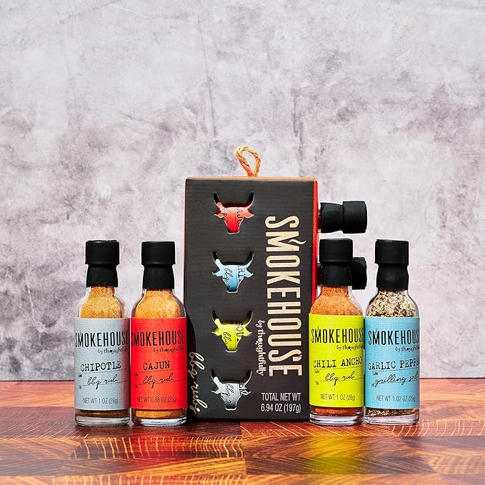 Smokehouse by Thoughtfully, Smokehouse Barbecue Rubs Gift Set, Flavors Include Cajun, Caribbean
