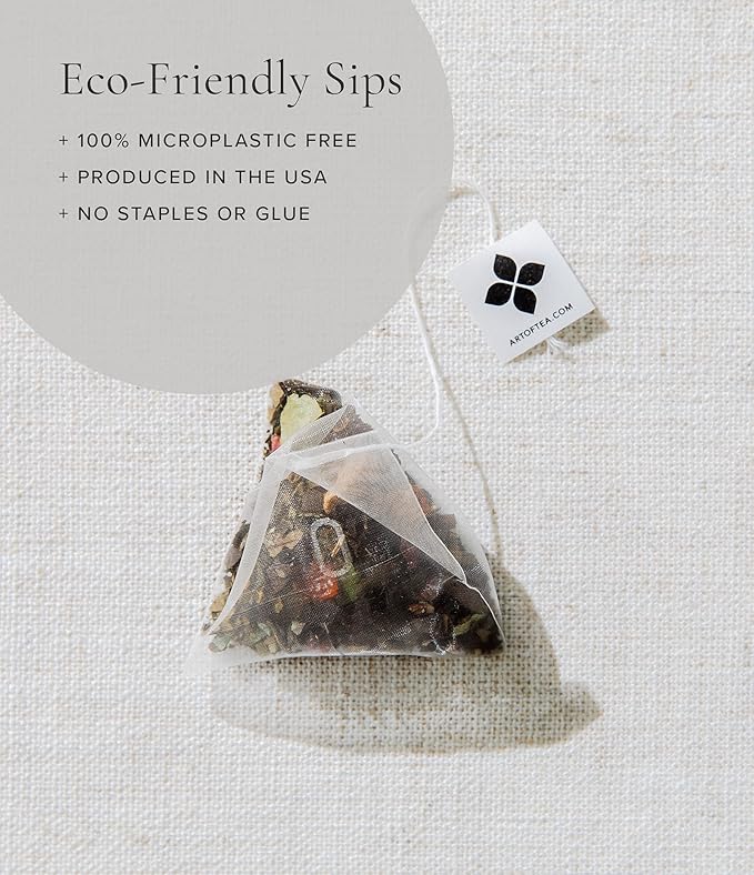 Art of Tea | Assorted Tea Bags Sampler Caffeinated and Non-Caffeinated | 50 Eco Friendly Pyramid