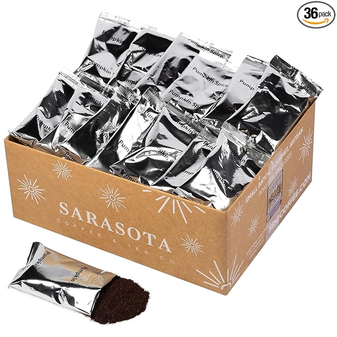 Sarasota Coffee Ground Packets | Gourmet Flavored Medium Roast Bulk Coffee Packs | Pumpkin Spice |