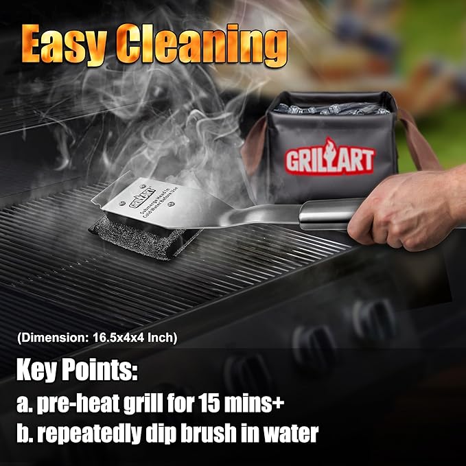 GRILLART Grill Brush Bristle Free, Safe Grill Brush for Outdoor Grill, SteamWizards BBQ Grill