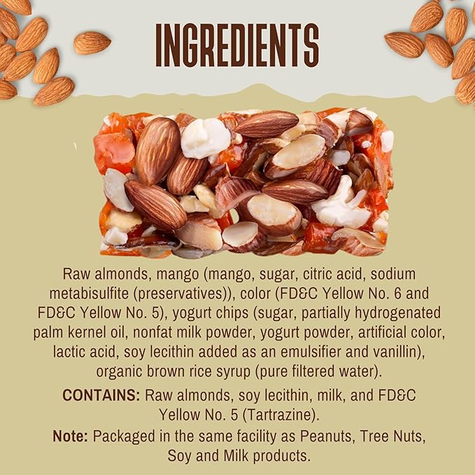 ToYou Chewy Fruit and Nut Bars - Healthy Protein Snacks | Mango Yogurt - 1.41 Ounce (Pack of 12) |