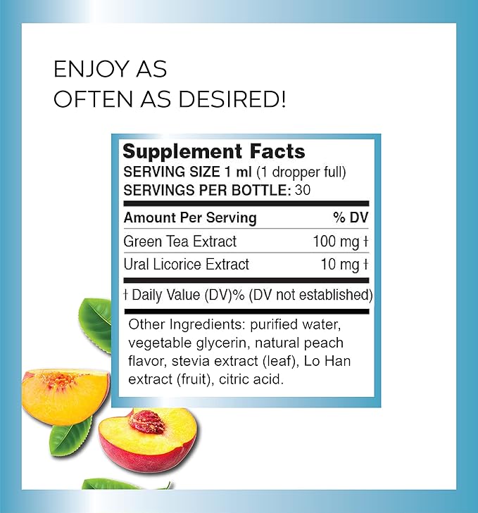 Pure Inventions - Green Tea Peach Water Infusion Drops - Antioxidants & Electrolytes - Health &