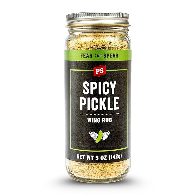 PS Seasoning Spicy Dill Pickle Wing Rub - Hot Chicken Dry Rub with Vinegar, Red Pepper, Dill