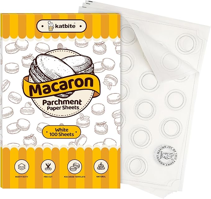 Katbite 100 Macaron Parchment Sheets Template Baking, Cookie Parchment, Printed Circle Baking