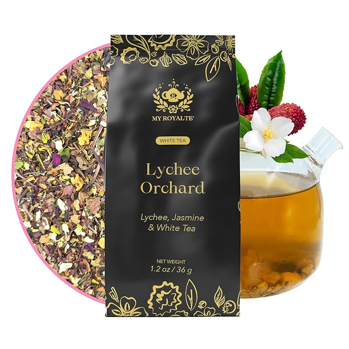 MyRoyalte Exquisite Jasmine Lychee White Tea Blend - 1.3 oz Fragrant White Tea Infused with Sweet