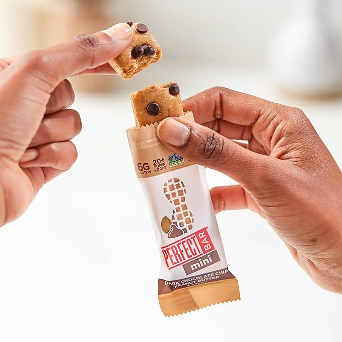 Perfect Bar Mini, Dark Chocolate Chip Peanut Butter Protein Bar, Protein Snack, Snack Bar, Organic
