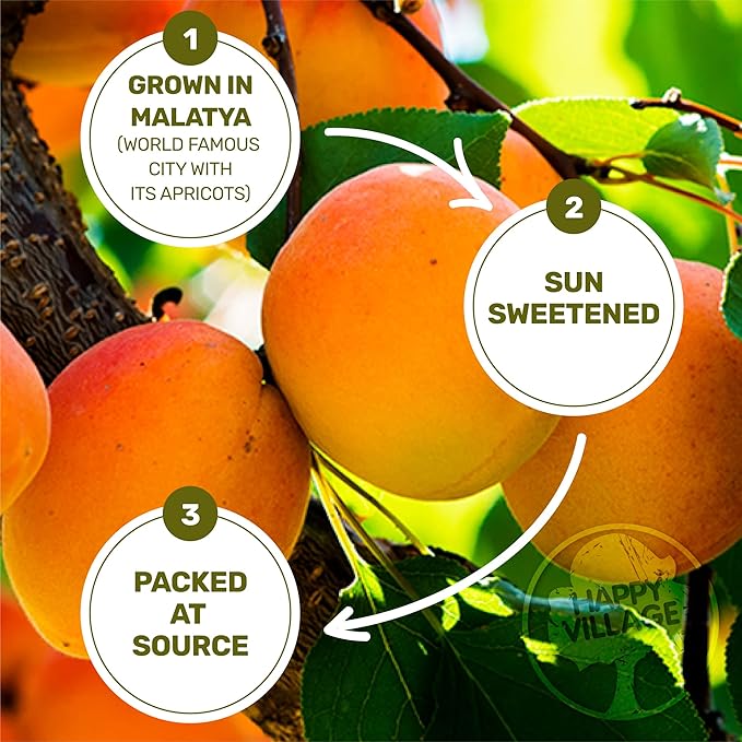 Happy Village Organic Turkish Dried Apricots, No Sugar Added Dried Fruit, 40 OZ Resealable Pack