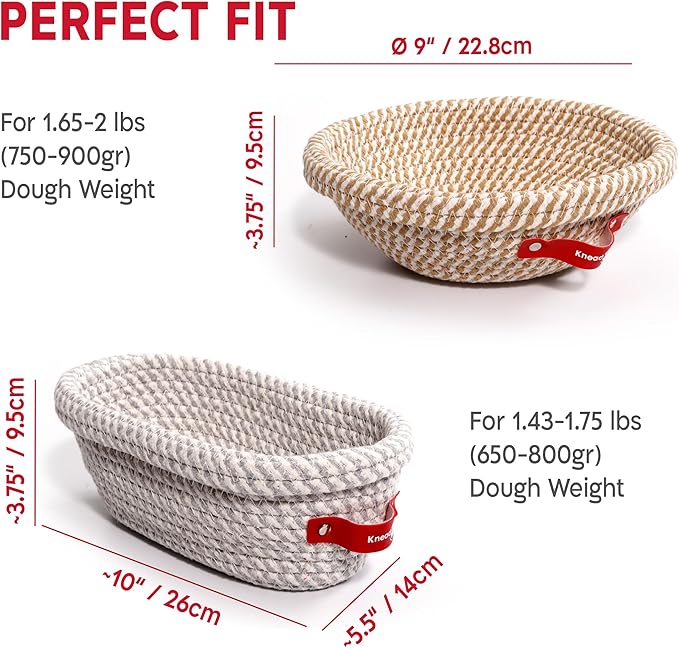 Sourdough Starter Kit ??34oz Starter Jar, 2 Cotton Rope Banneton Proofing Baskets, Magnetic Bread