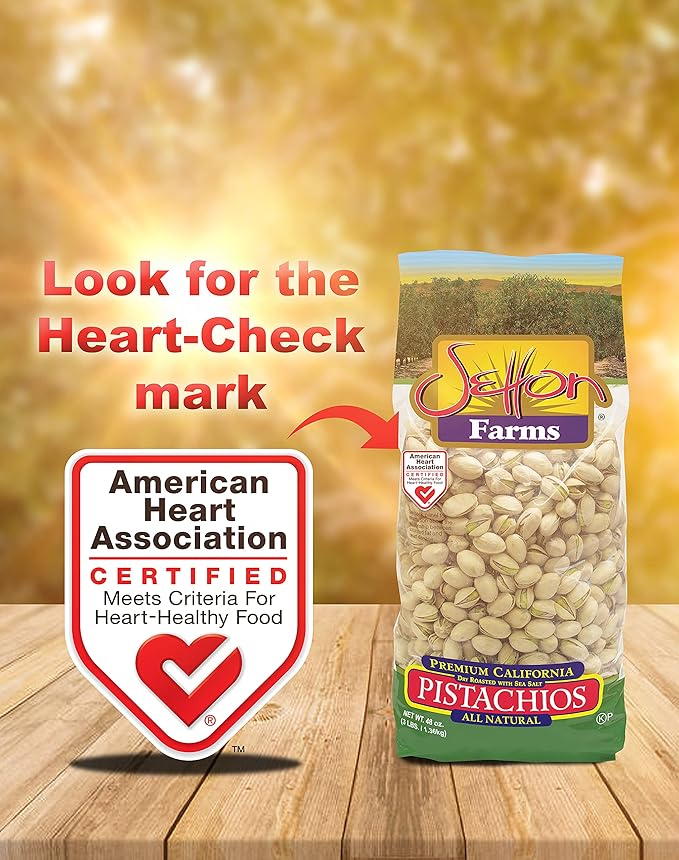 Setton Farms Premium Pistachios, Dry Roasted with Sea Salt, 48 Oz Bag (Pack of 2) Total 96 Oz. / 6