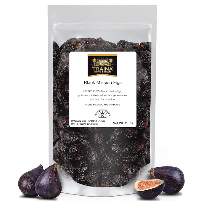 Traina Home Grown California Dried Whole Black Mission Figs - Healthy, No Added Sugar, Non GMO