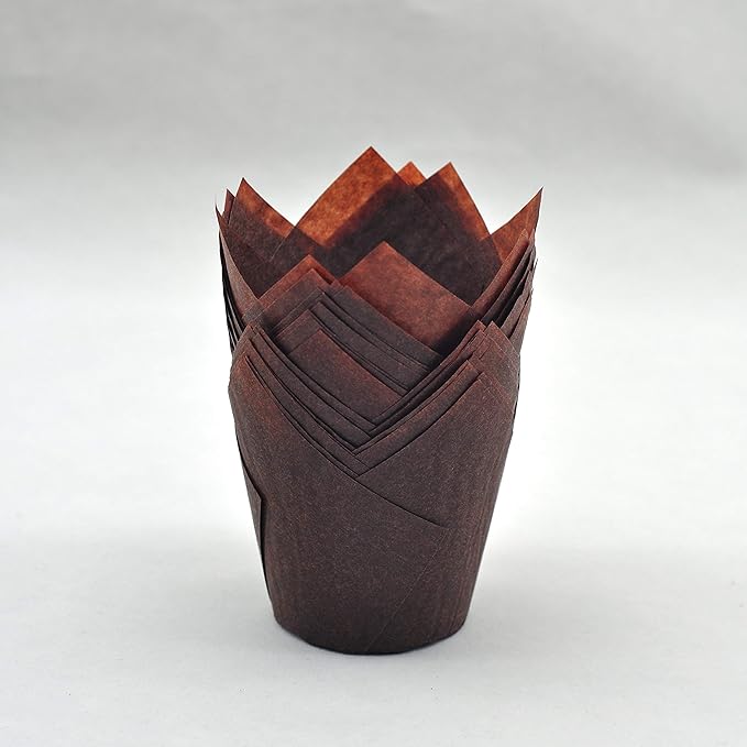Large Muffin Greaseproof paper Baking cupcake cups, 2-1/4" x 4" Chocolate Brown Tulip Baking Cup