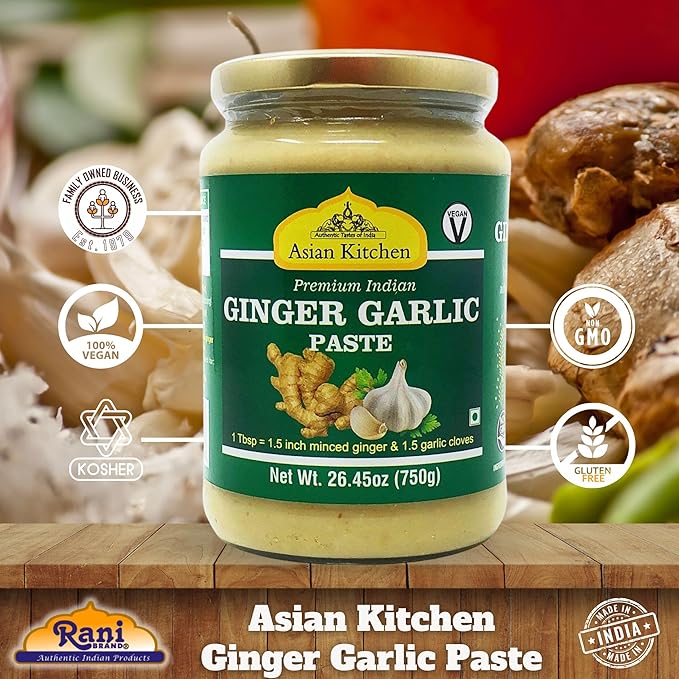 Asian Kitchen Ginger Garlic Cooking Paste 26.5oz (750g) Glass Jar ~ Vegan | Gluten Free | NON-GMO |