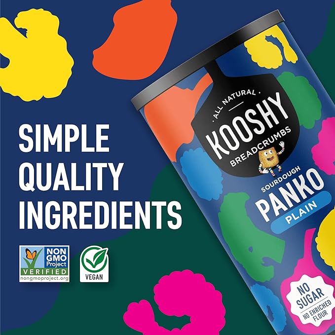 Kooshy Plain Panko Breadcrumbs | Vegan, Dairy Free, & Non GMO Sourdough Bread Crumbs for Meatballs