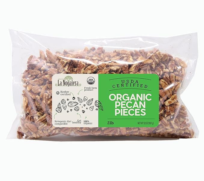 La Nogalera Organic - USDA and CCOF Certified Organic Pecan Pieces in 2 pound bag. Chopped Pecan