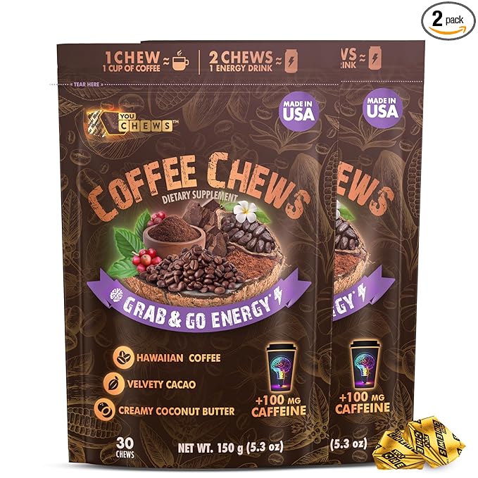 Coffee Chews - Grab & Go Energy with 100mg per Chew of Clean, Green Caffeine. with Real Organic
