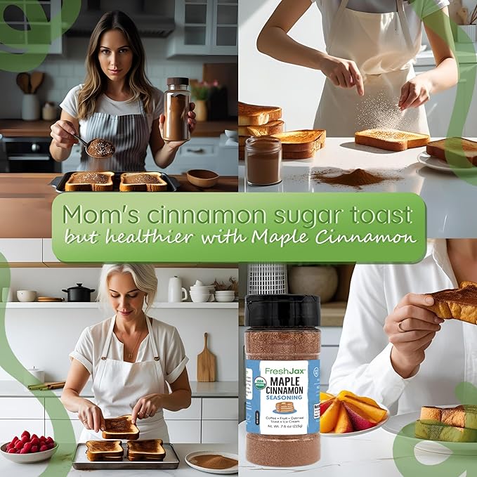 FreshJax Organic Maple Cinnamon Topping (7.6 oz) ??Sweet Maple Spice for Coffee, Popcorn & Baking