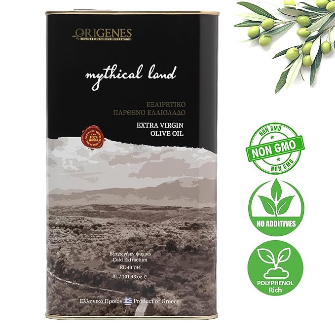 Extra Virgin Olive Oil Tin, Great Taste Cold Pressed, Polyphenol Rich EVOO, KORONEIKI Olive Oil