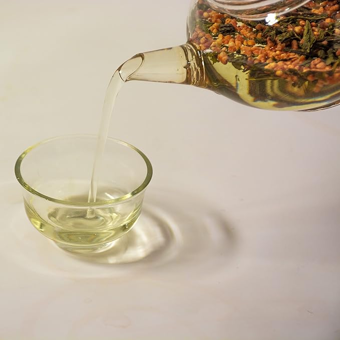 TIAN HU SHAN Genmaicha Green Tea with Roasted Rice, Low Caffeine Genmaicha Tea Loose Leaf 8 Ounce /