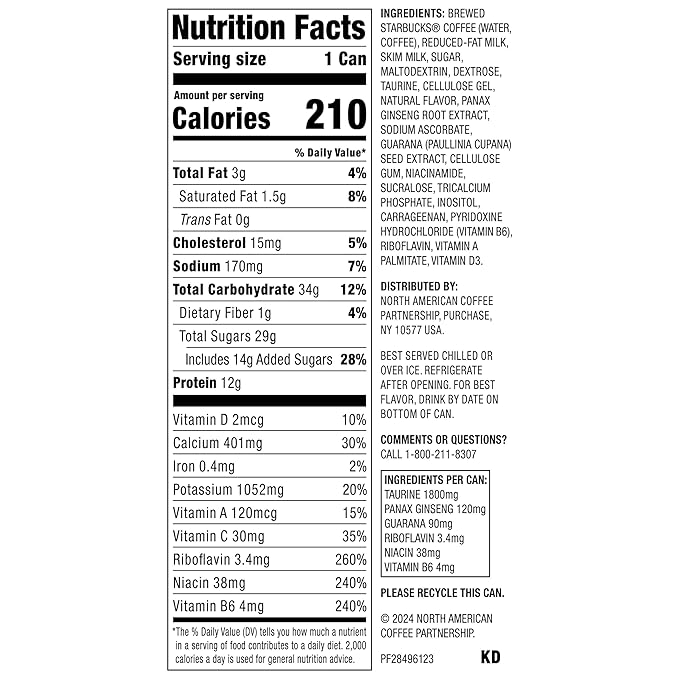 Starbucks Doubleshot Energy Drink Coffee Beverage, Vanilla, Iced Coffee, 15 fl oz Cans (Packaging