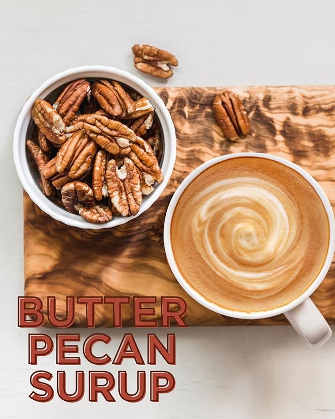Upouria Butter Pecan Coffee Syrup Flavoring, 100% Vegan, Gluten-Free, Kosher, 750 mL Bottle (Pack