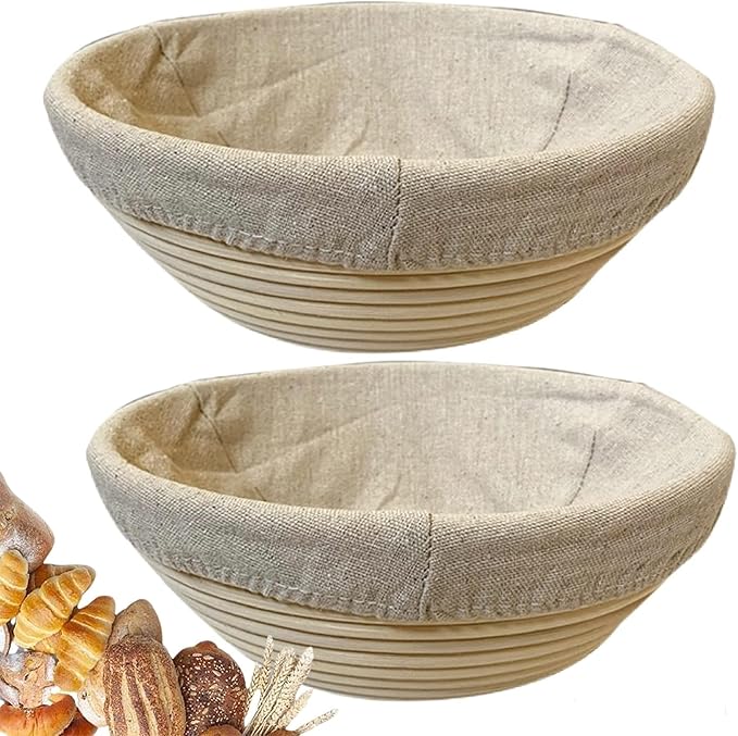 9 Inch Round Bread Banneton Proofing Basket Set of 2 ??Sourdough Proofing basket kit for Artisanal