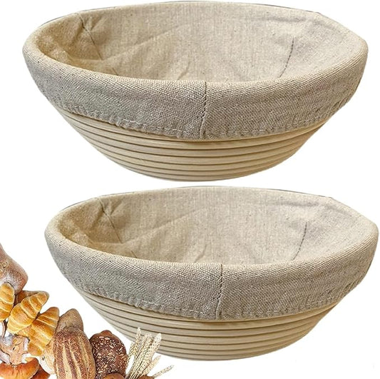 9 Inch Round Bread Banneton Proofing Basket Set of 2 ??Sourdough Proofing basket kit for Artisanal