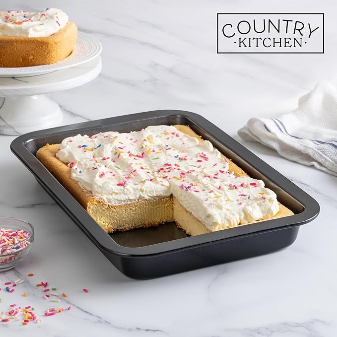 Country Kitchen Baking Pans Set - 10 Piece Non-Stick Cake Pans with Carry Lids for Easy Storage &