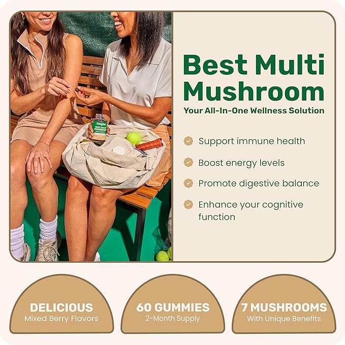 Fungies Multi Mushroom Gummies for Men & Women - Mushroom Supplement Includes Lion?™s Mane