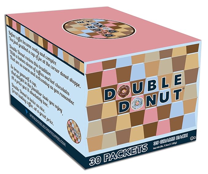 Double Donut Flavored Hot Chocolate Packets, Gourmet Hot Cocoa Mix Variety Pack 30 Count Includes