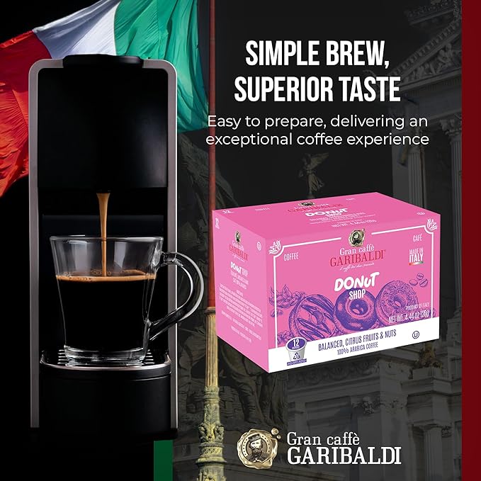 Caffè Garibaldi Donut Shop Coffee Pods, Single-Serve Capsules for Keurig K-Cup Brewers, Single