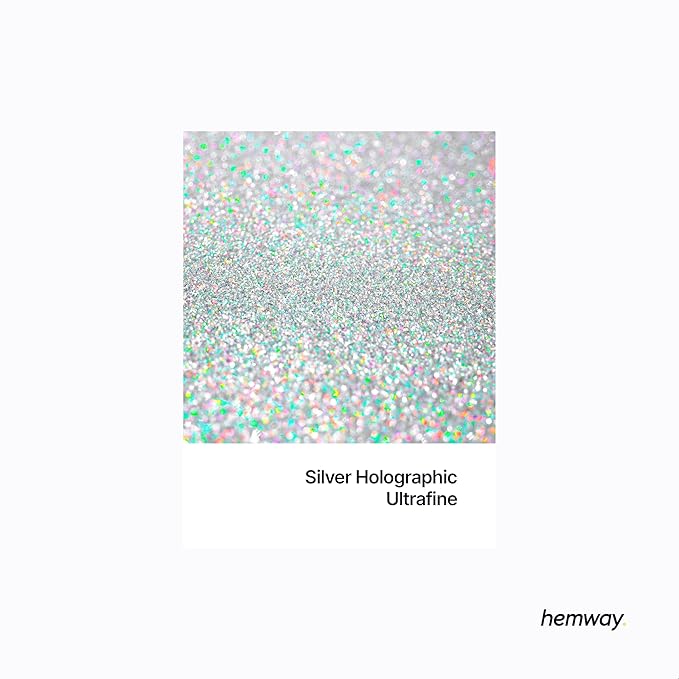 Hemway Premium Glitter Shaker - Silver Holographic | Ultrafine Metallic Flake Sequins for Resin &