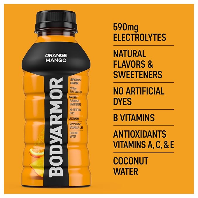 BODYARMOR Sports Drink Sports Beverage, Orange Mango, Coconut Water Hydration, Natural Flavors With