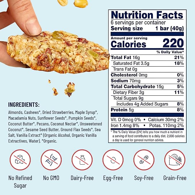 The YES Bar ??Strawberry Coconut ??Plant Based Protein, Decadent Snack Bar ??Vegan, Paleo, Gluten