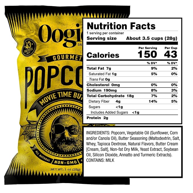 Oogie's Gourmet Popcorn | 18 Pack | Variety Flavor Pack | Gluten Free Popcorn Snacks | 1oz