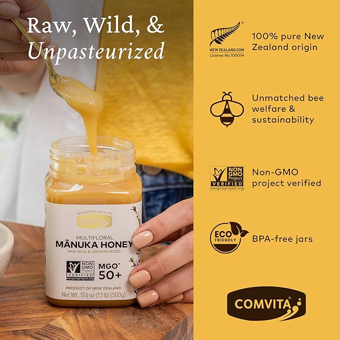 Comvita Manuka Honey MGO 50+ Multifloral - Raw Manuka Honey New Zealand, Pure & Unpasteurized for