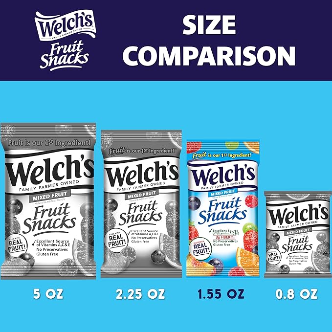 Welch's Fruit Snacks, Mixed Fruit, Great for School Lunches, Bulk Pack, Individual Single Serve
