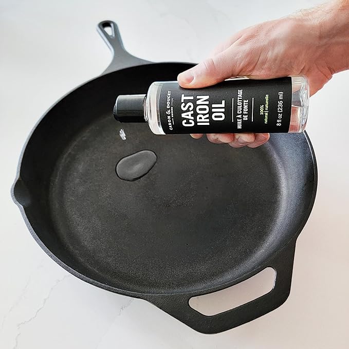 CARON & DOUCET - Cast Iron Seasoning & Cleaning Oil | 100% Plant-Based & Food Grade! | Best for