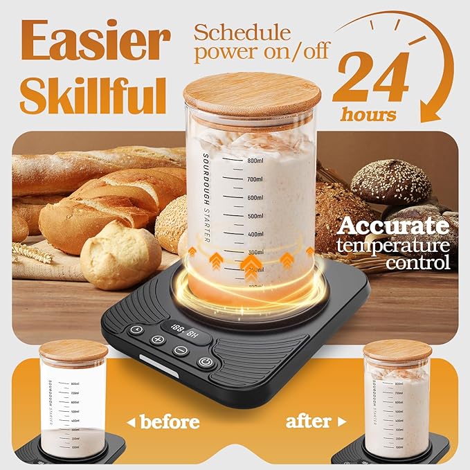2025 Upgrade Sourdough Starter Warmer,Temperature Control Range 70°F-110°F, Accurate to 1°F, with