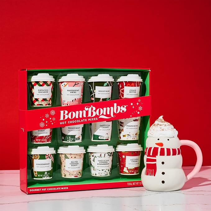 BomBombs Mini Hot Chocolate Gift Set with Holiday Packaging, Dessert Flavors Include Rocky Road
